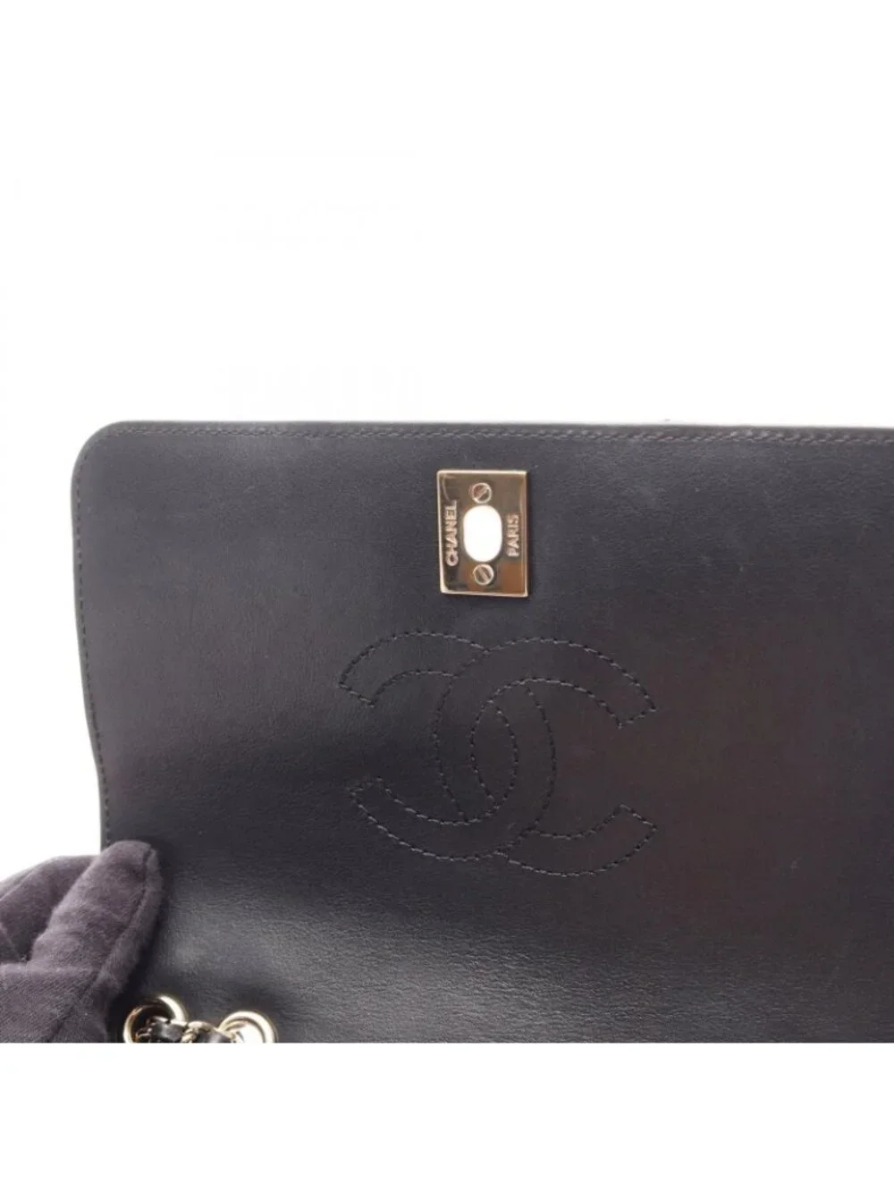 Chanel Shoulder Bag Stitch Chezblanc Fullflap Black Lambskin Chain
